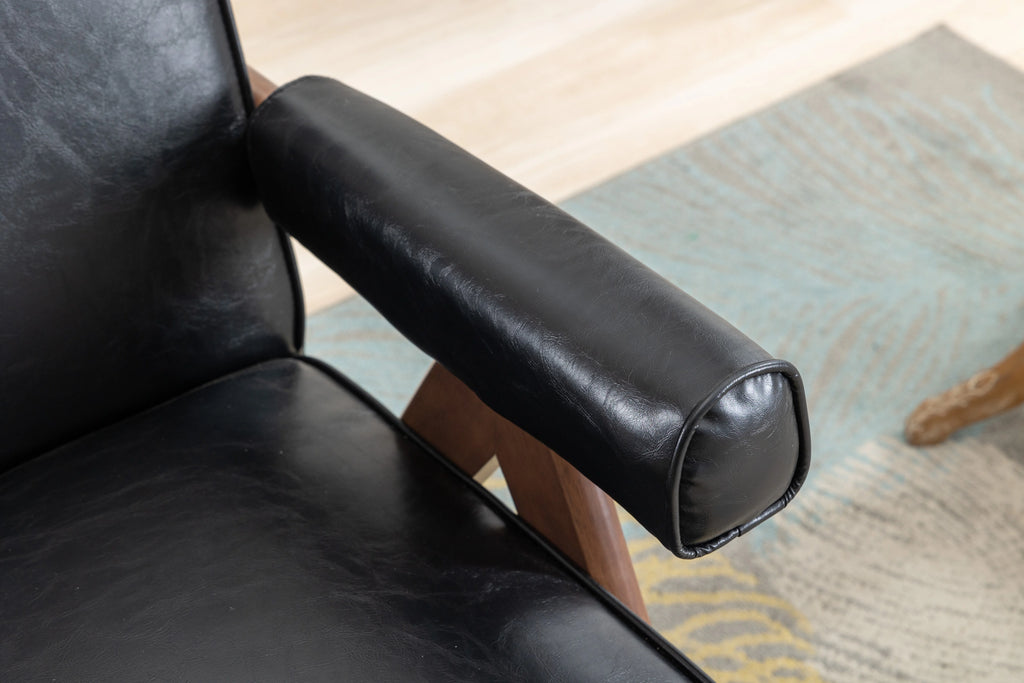 Mid-Century Modern Accent Chair with Solid Wood Armrest Z4497