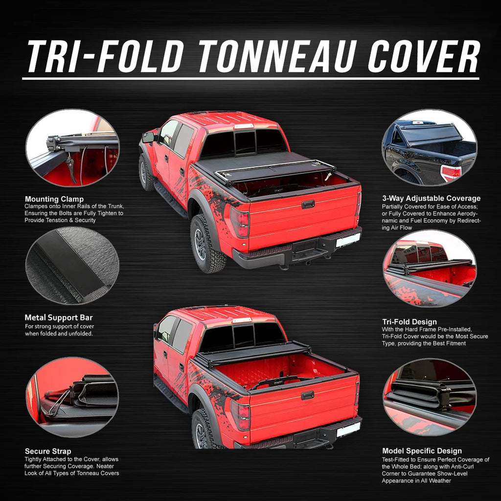 Tri-Fold Soft Top Tonneau Cover for Dakota Fleetside Bed V668