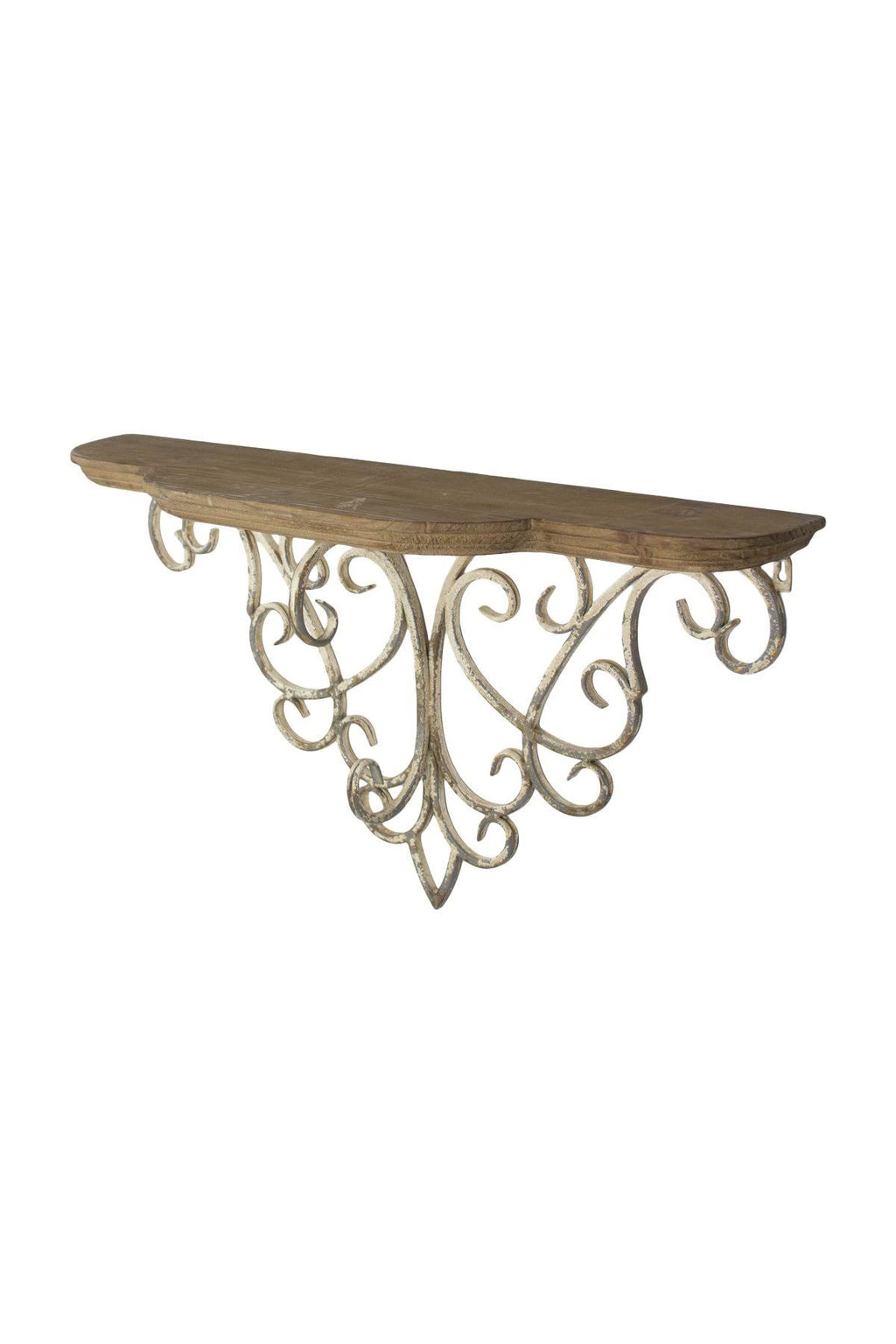 Wood Top Shelf with Metal Filigree Detail M846