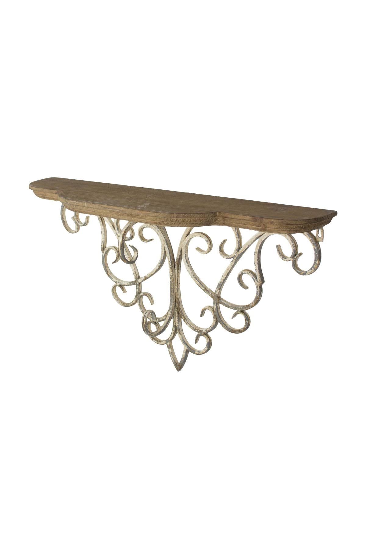 Wood Top Shelf with Metal Filigree Detail M846