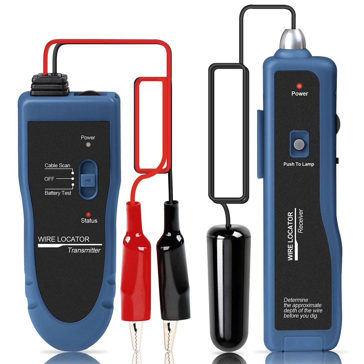 Underground Wire Locator Cable Tester with Rechargeable 1100mAh Battery U216
