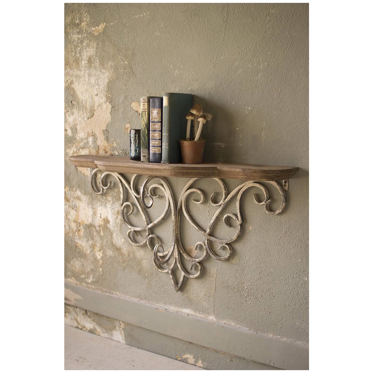 Wood Top Shelf with Metal Filigree Detail M846