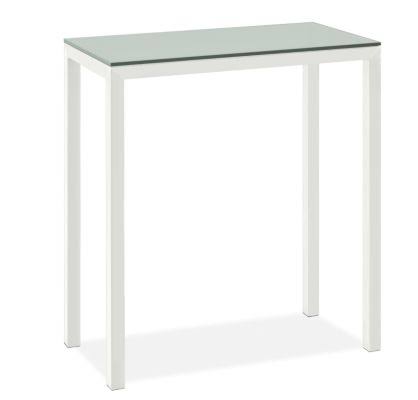 Modern Parsons Bar Table with Satin Etched Tempered Glass Top and White Base P97198
