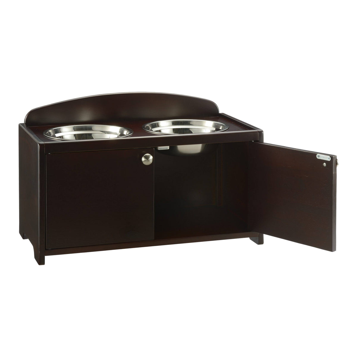 Dark Brown Wooden Pet Feeder T359