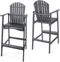 2-Pcs Set Dark Grey Acacia Wood Adirondack Barstools Y996