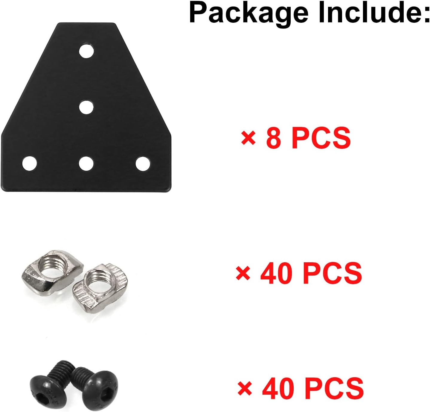 4040 Aluminum Extrusion Connector Bracket Set with Joint Plates, T-Slot Nuts, Hex Socket Cap Screw A330175