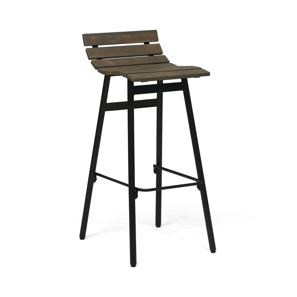 Wooden Barstool Set of 2 Dark Brown V615