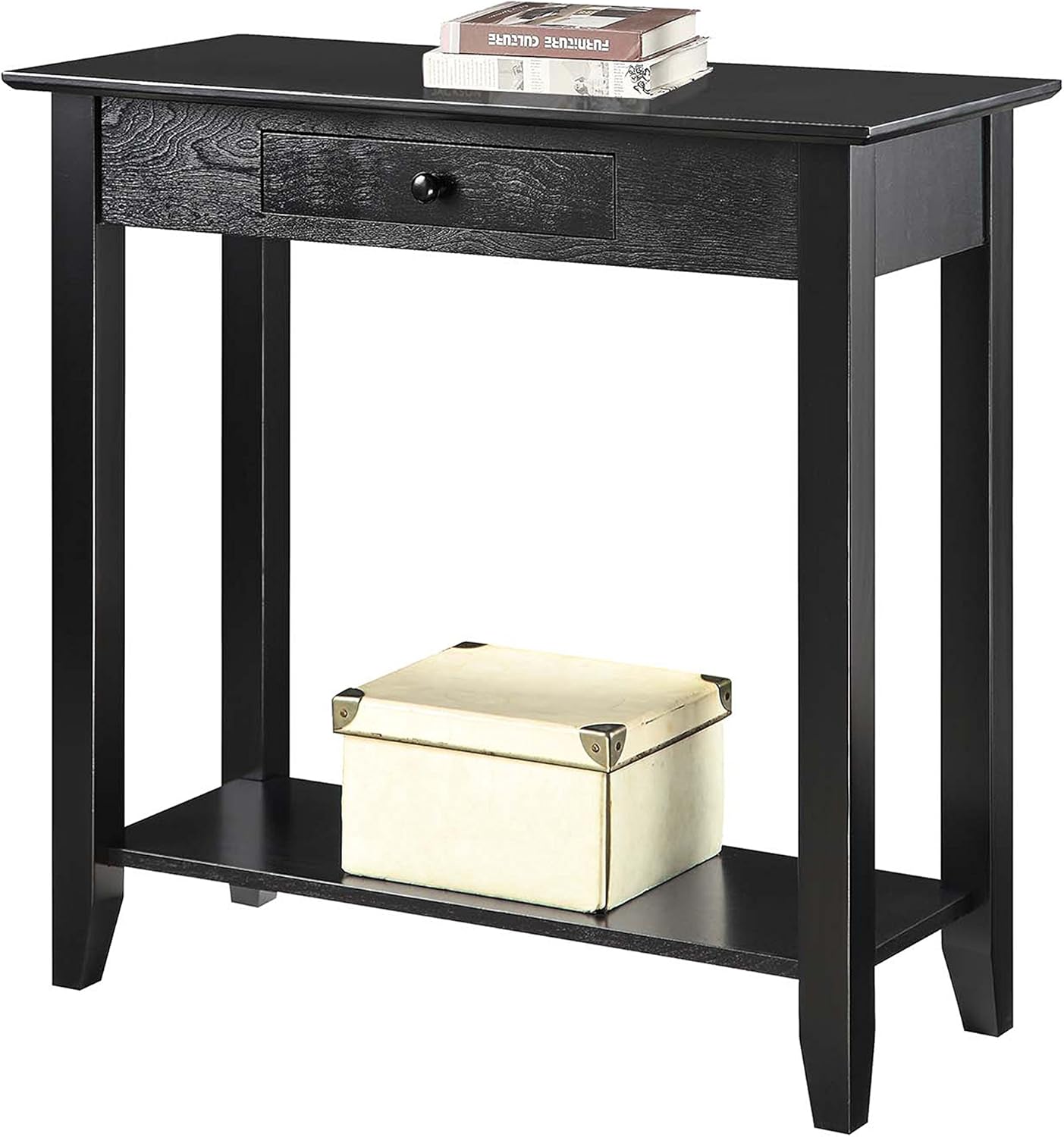 Black Hall Table with Drawer and Shelf P163719
