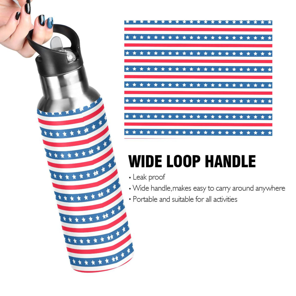 Stainless Steel Vacuum Insulated Water Bottle with Straw Lid 20 OZ R1309