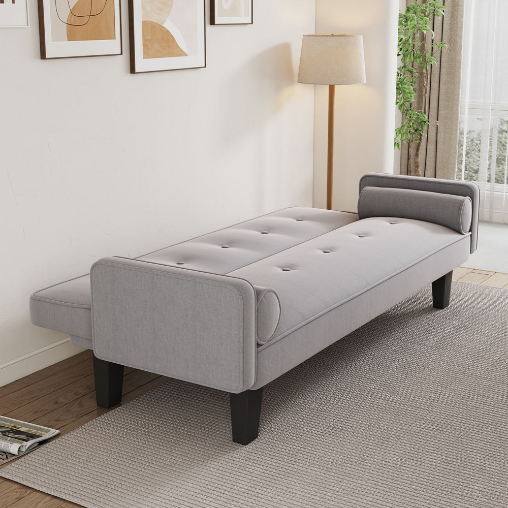 Dark Grey Cotton Linen Sleeper Sofa Bed with Two Pillows F942