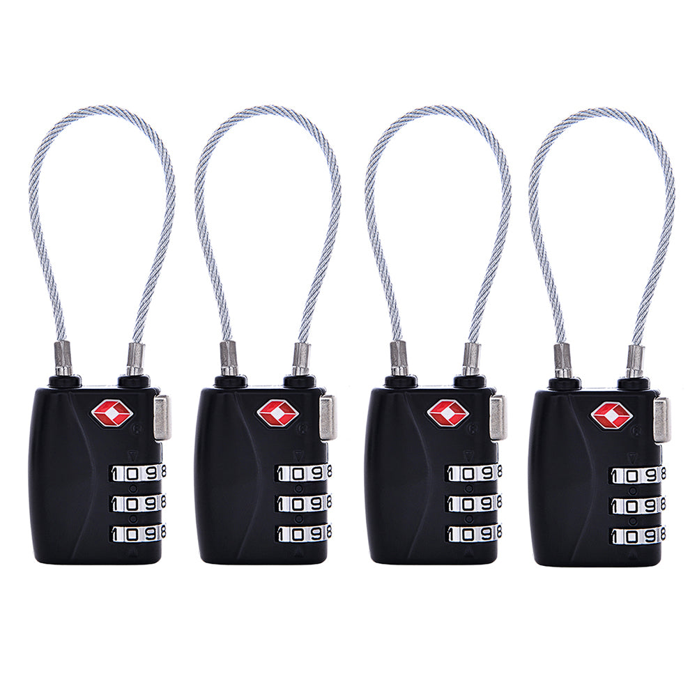 4 Pack 3 Digit Combination Cable Lock for Luggage A18336