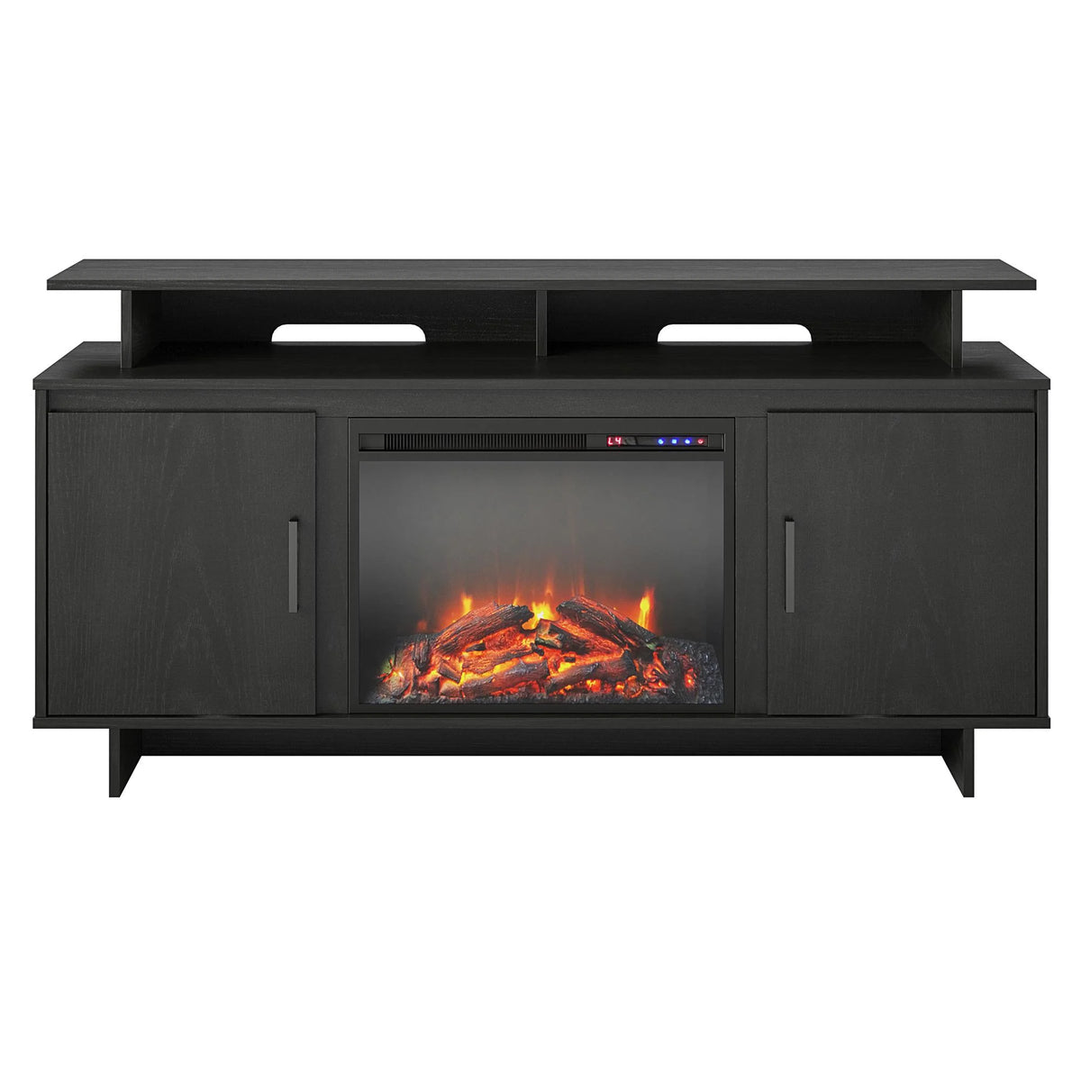 Electric Fireplace TV Console with Storage Cabinets, Black Oak R4042