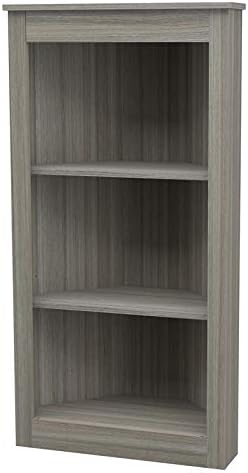 Gray Smoke Oak 3 Shelf Corner Bookcase F6306