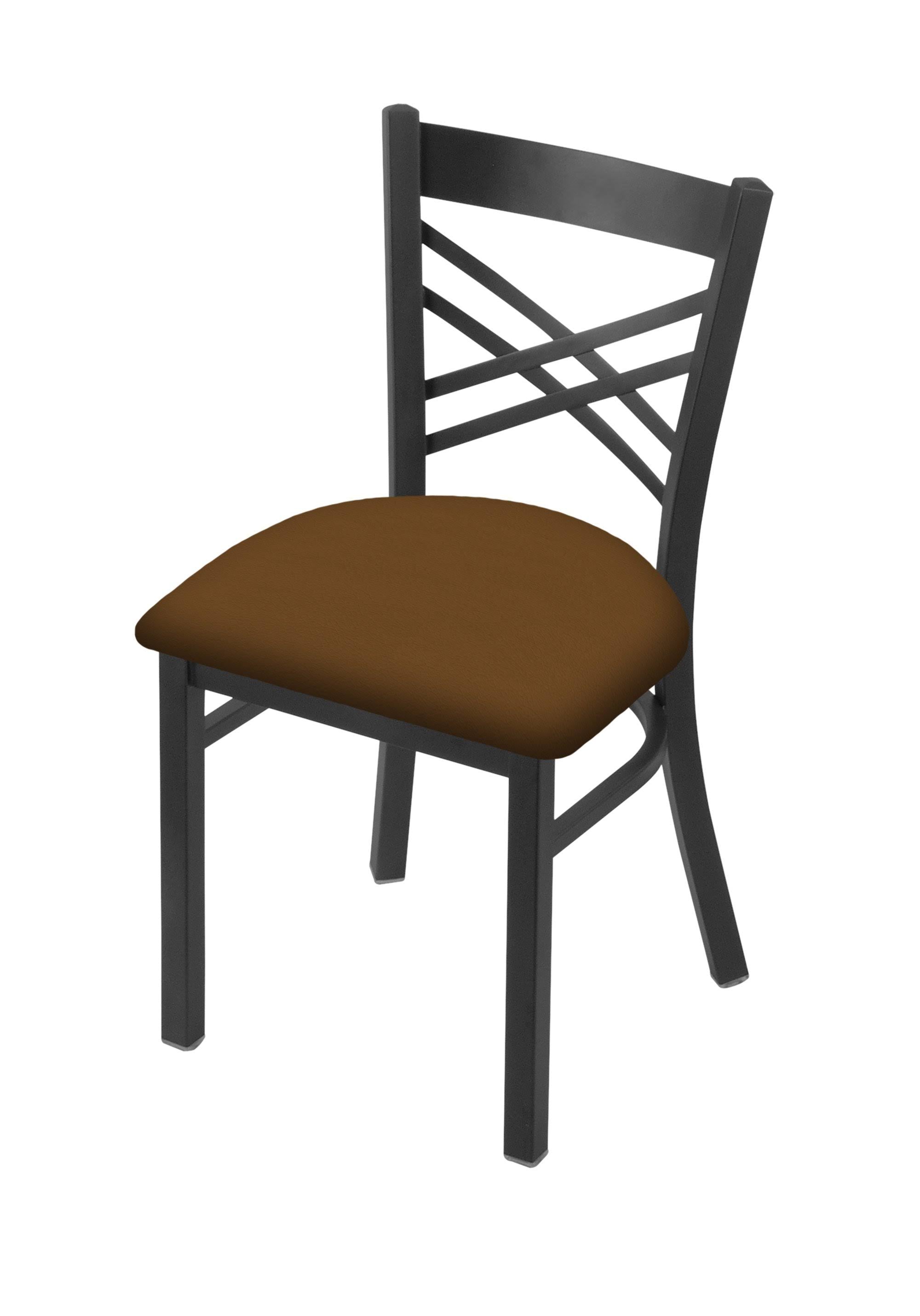 Pewter Chair with Black Vinyl Seat V7085