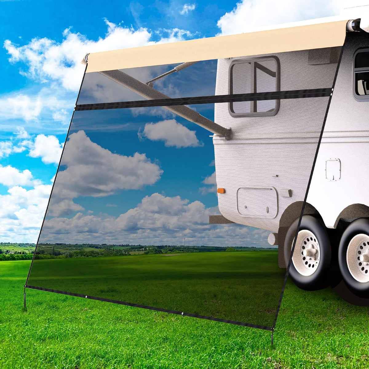 RV Awning Shade Screen 8x15.3’ with Zipper M9840