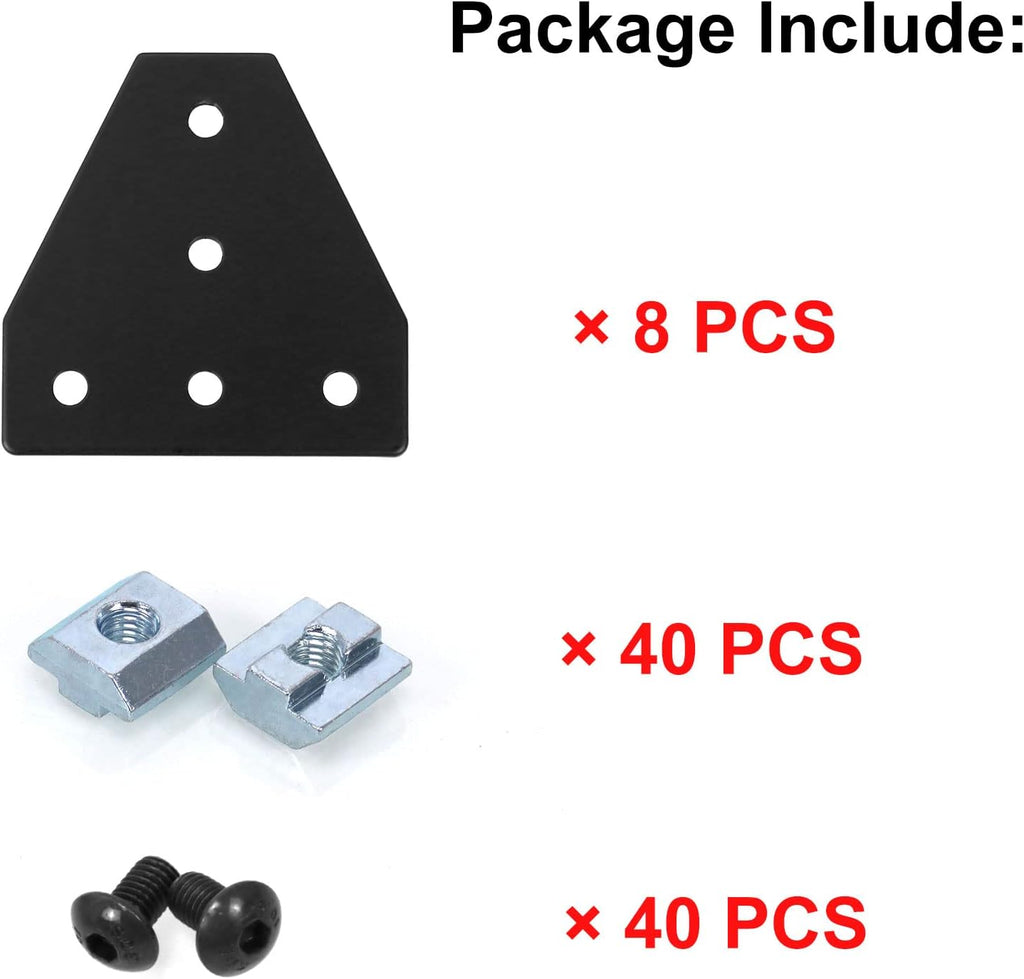 4040 Aluminum Extrusion Connector Bracket Set with Joint Plates, T-Slot Nuts, Hex Socket Cap Screw A330175