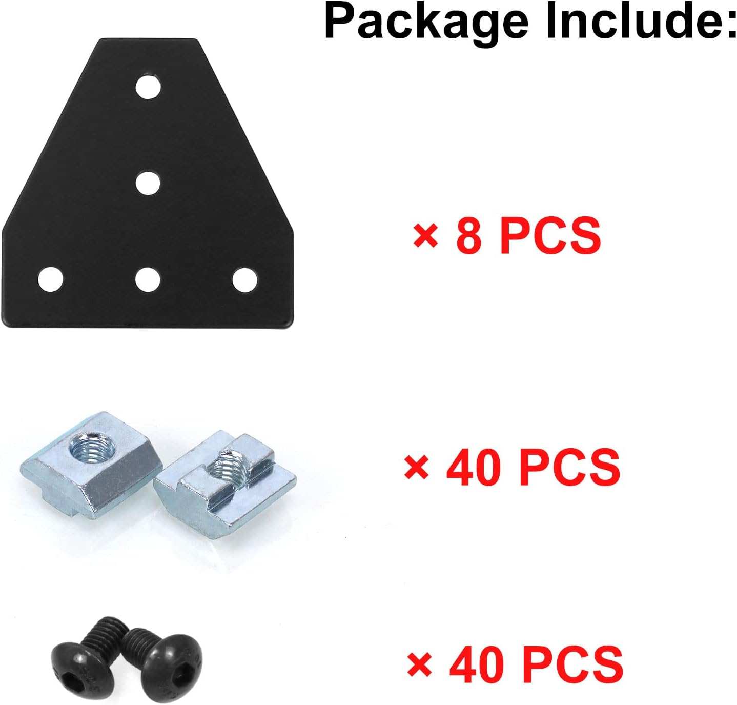 4040 Aluminum Extrusion Connector Bracket Set with Joint Plates, T-Slot Nuts, Hex Socket Cap Screw A330175
