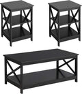 3 Piece White Wood Table Set with Shelf Z798297