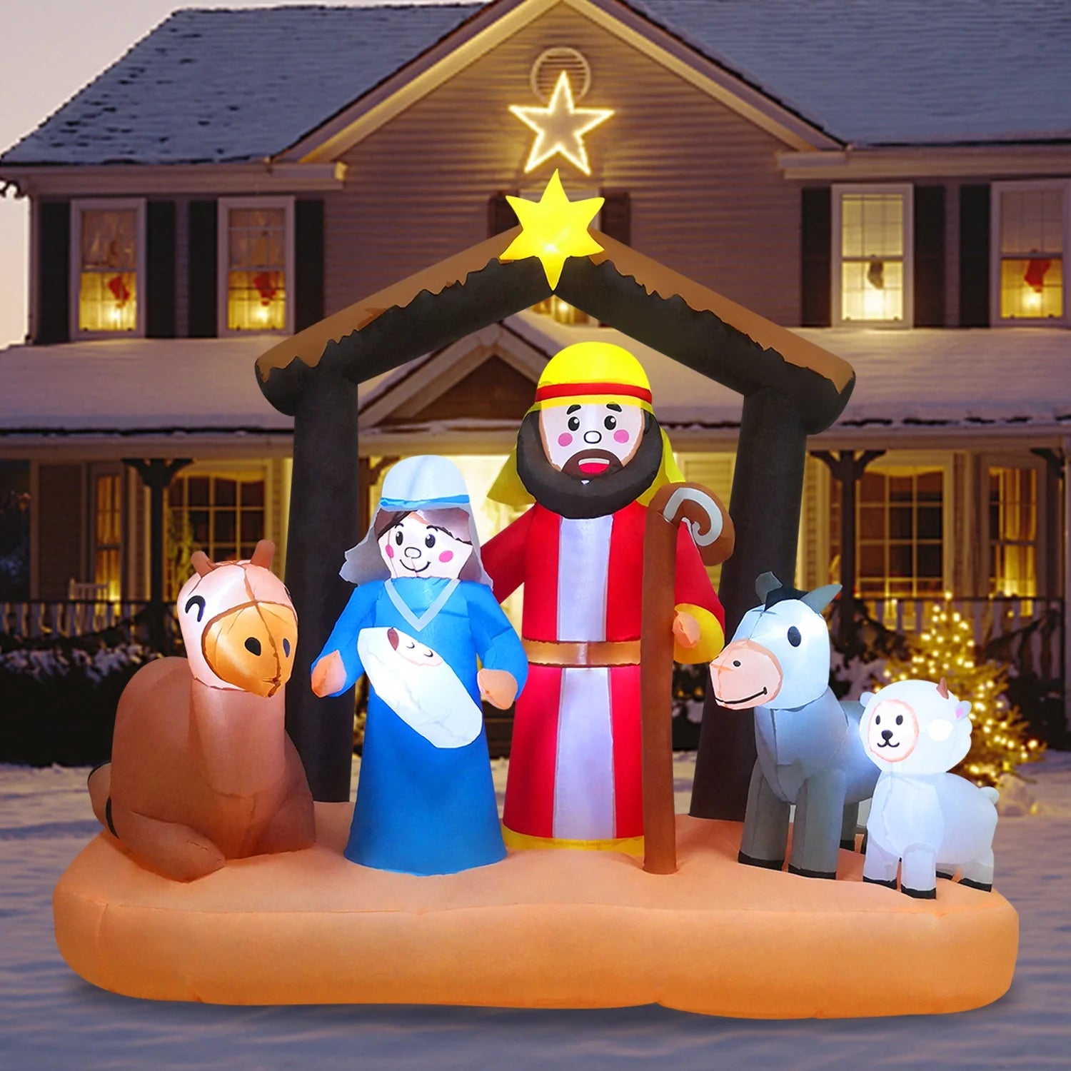 6ft Christmas Inflatables Nativity Scene with Build-in LEDs P7461