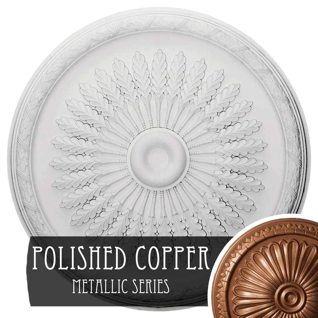 36x22OD x 1 1/2x22P Juniper Ceiling Medallion, Hand-Painted Polished Copper F421842