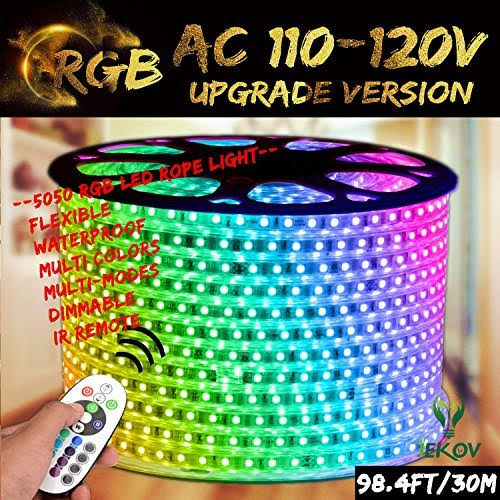 RGB LED Strip Light, Waterproof Multi Colors Dimmable SMD5050 LED Rope Light Y133