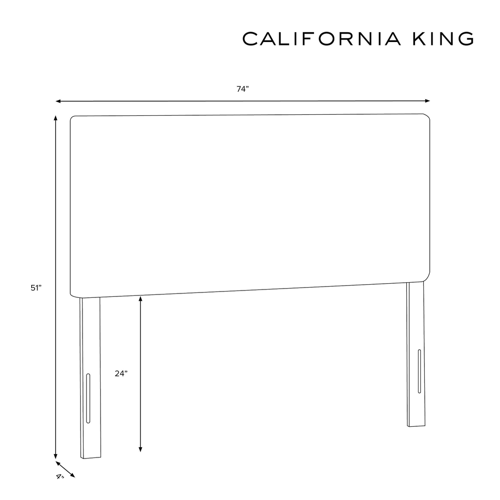 Gray Pleated California King Headboard K546