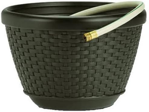 Mocha Wicker 100-Foot Capacity Hose Pot R398644