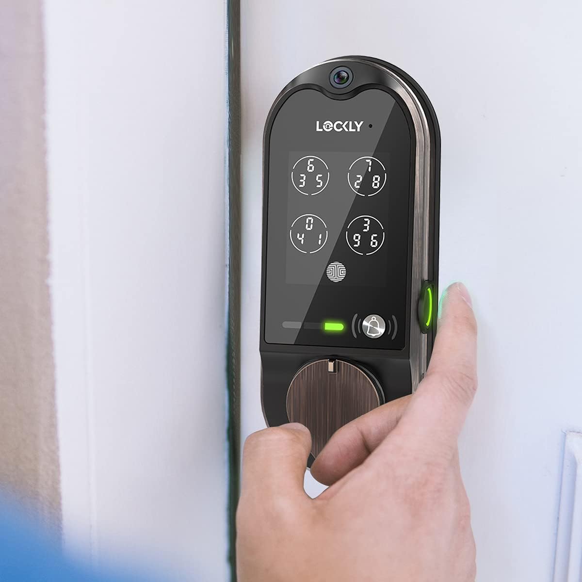 Venetian Bronze Smart Lock Deadbolt with Video Doorbell, Fingerprint, Wi-Fi, Camera, Keypad Y226