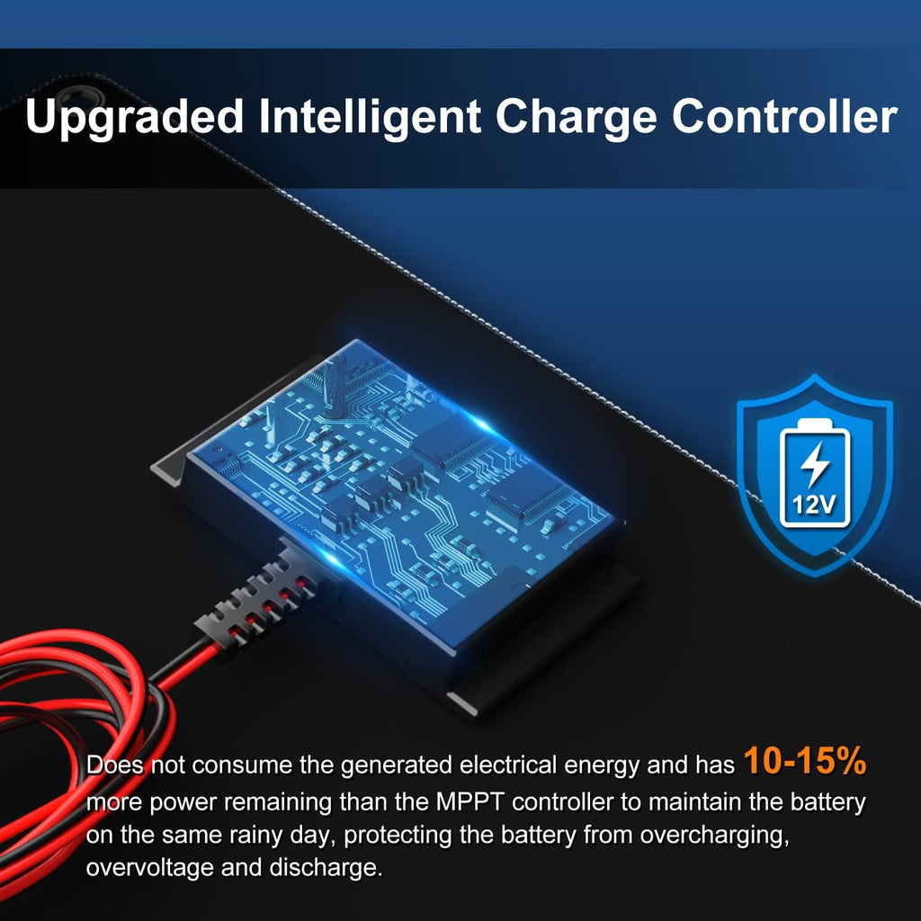 10W 12V Solar Panel Car Battery Charger Portable Waterproof Trickle Charger & Maintainer with Cigarette Lighter Plug & Alligator Clip Pack of 2 V2042