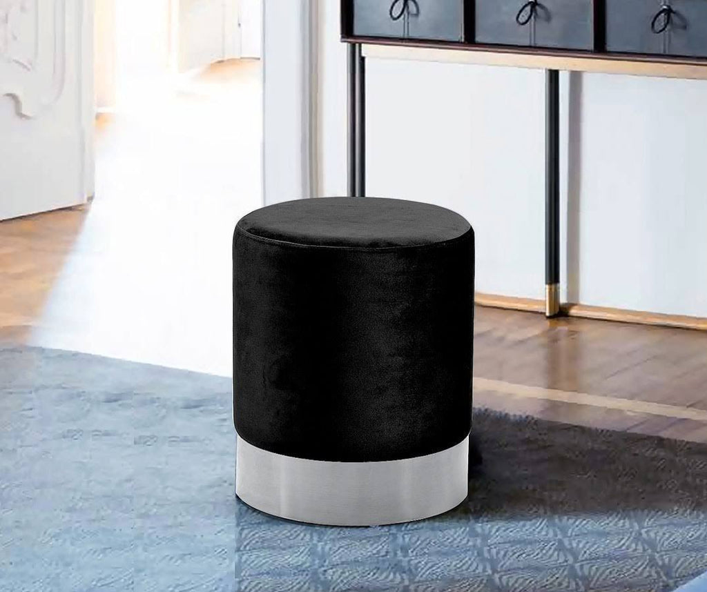 Black Velvet Ottoman/Stool V49807