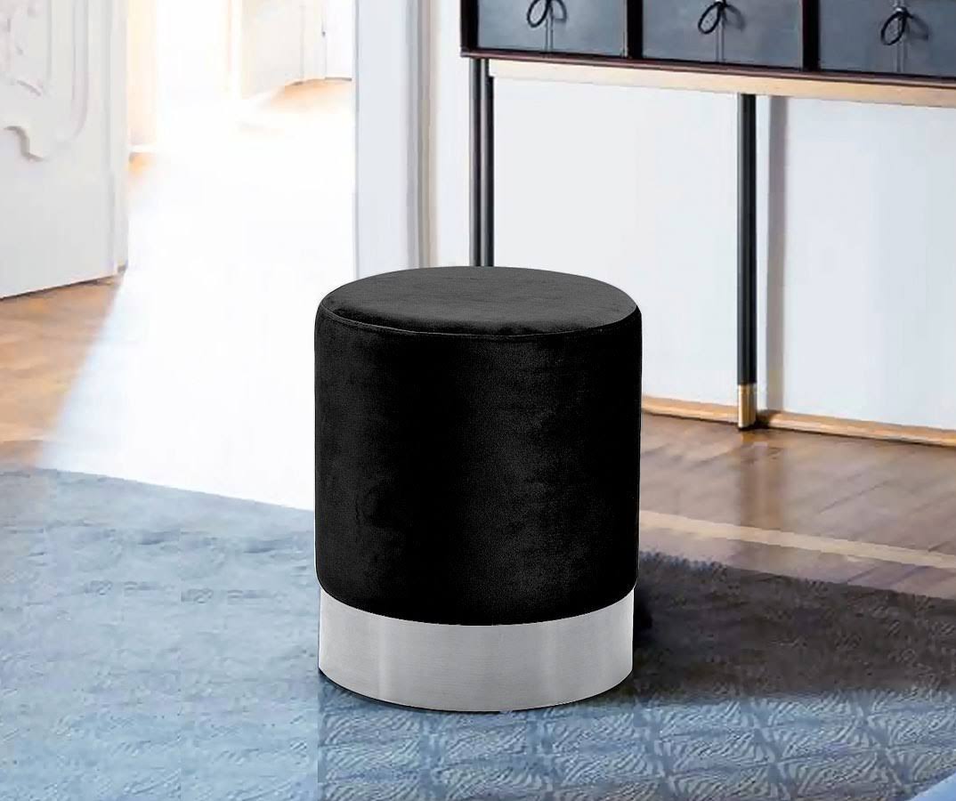 Black Velvet Ottoman/Stool V49807