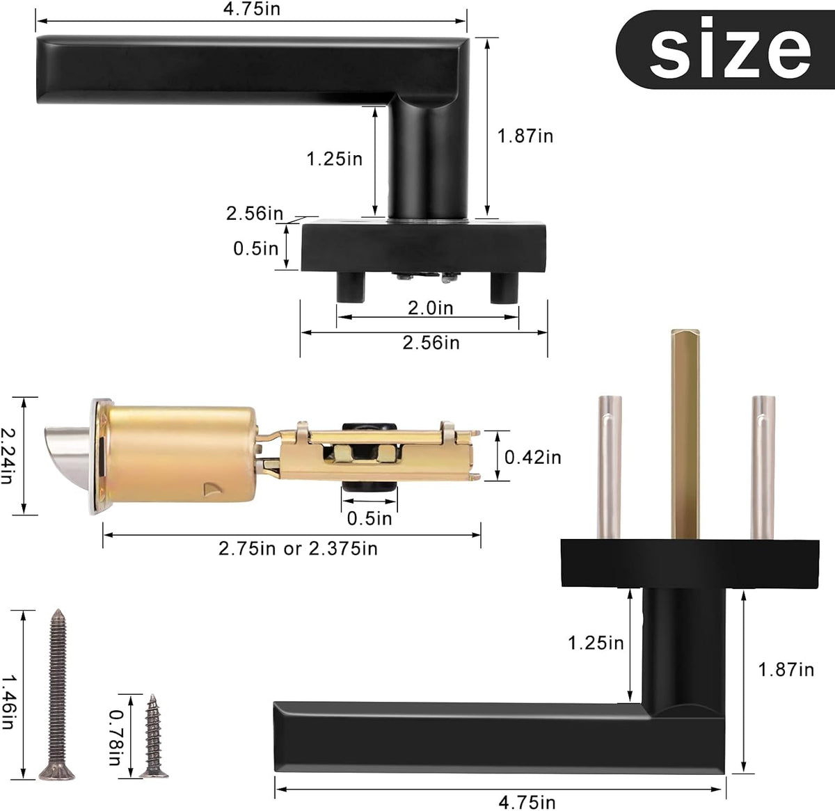 Matte Black 6 Pack Passage Door Lever Set N1857