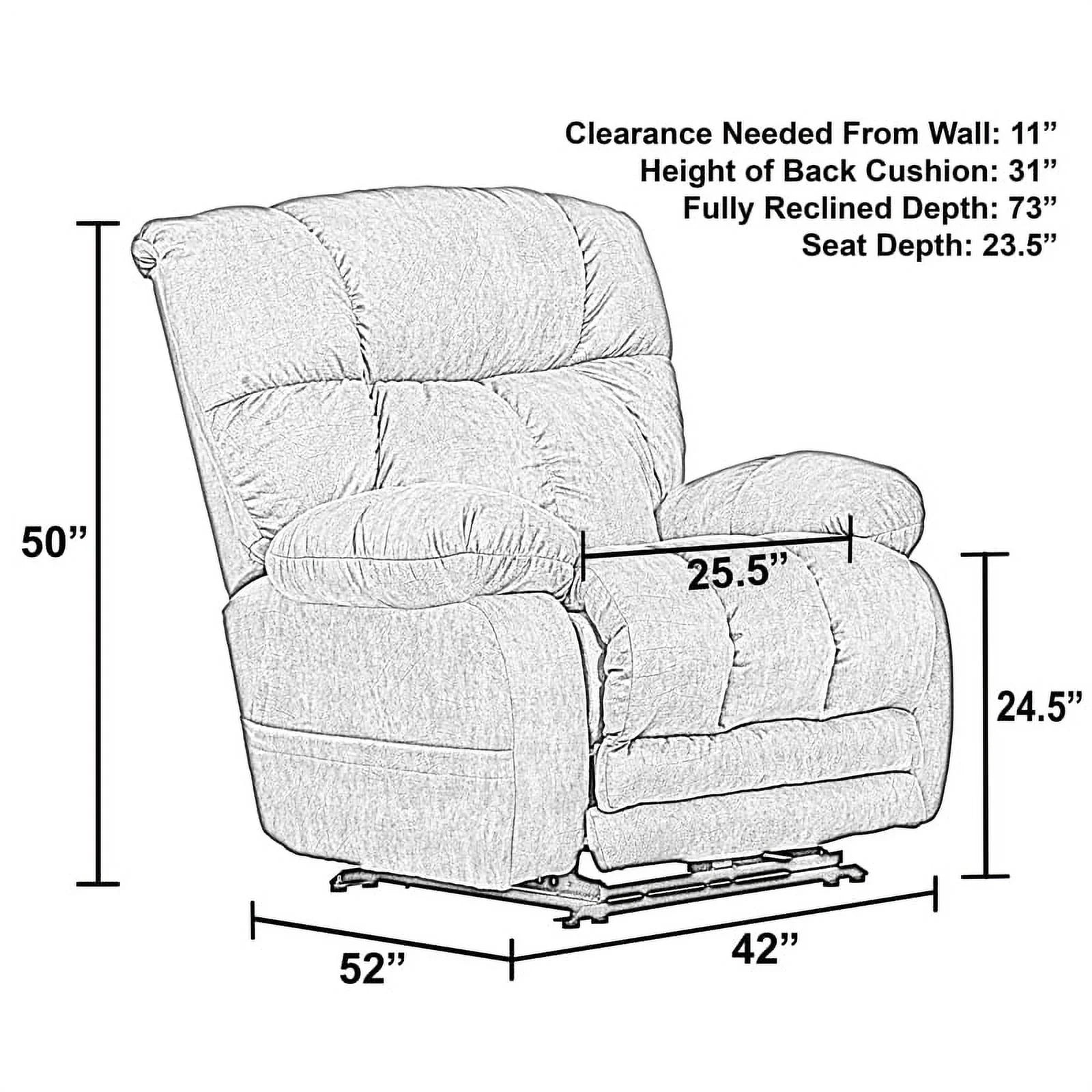 Oversized Power Lay Flat Recliner in Gray Fabric H244397