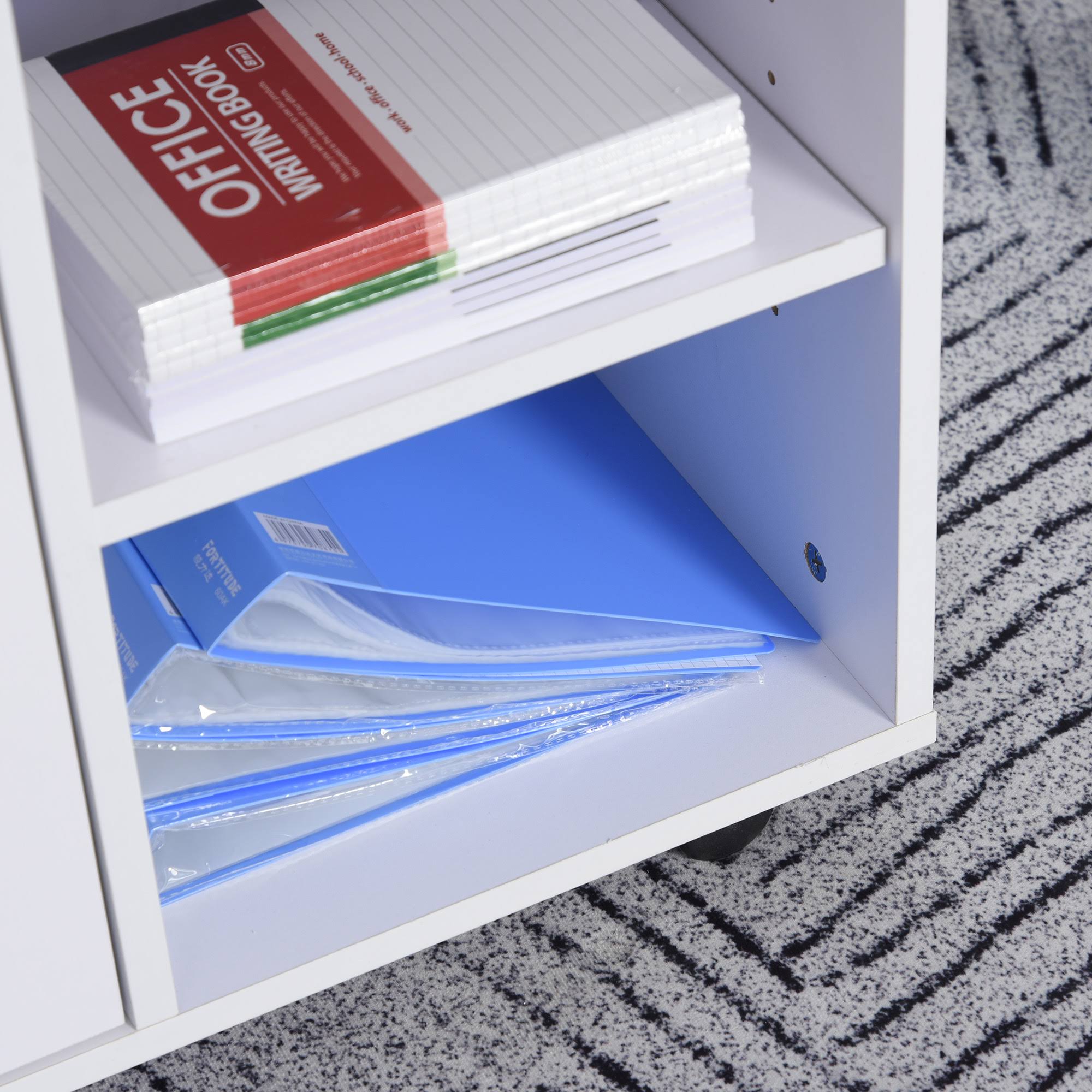 White Moveable Filing Cabinet with 4 Wheels G808899