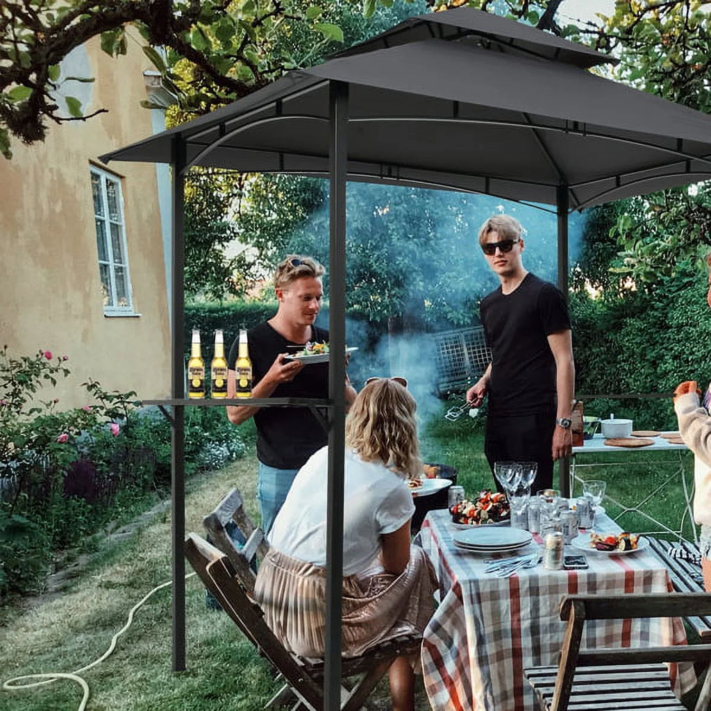 Grey Outdoor Grill Gazebo with Steel Frame Y367