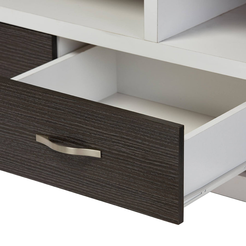 White and Dark Brown Entertainment TV Cabinet with Three Drawers K5327