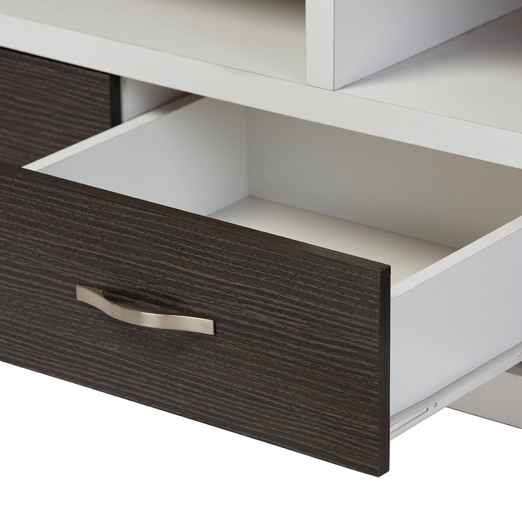 White and Dark Brown Entertainment TV Cabinet with Three Drawers K5327