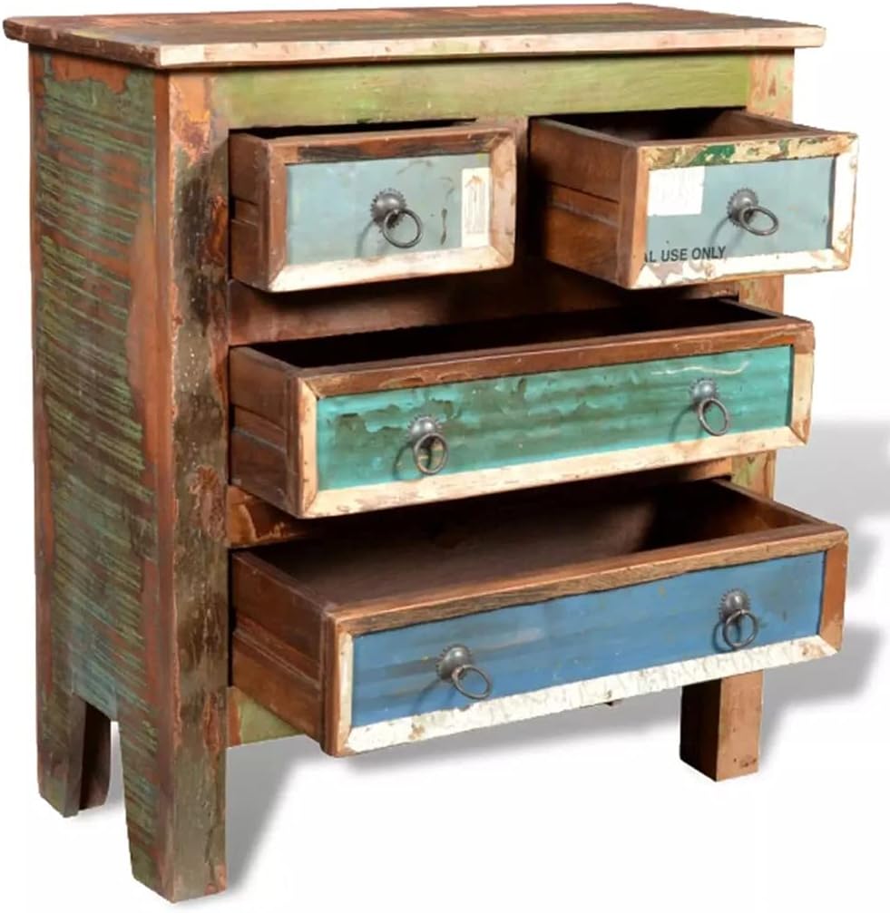 Solid Reclaimed Wood Cabinet 4 Drawers Sideboard N9869