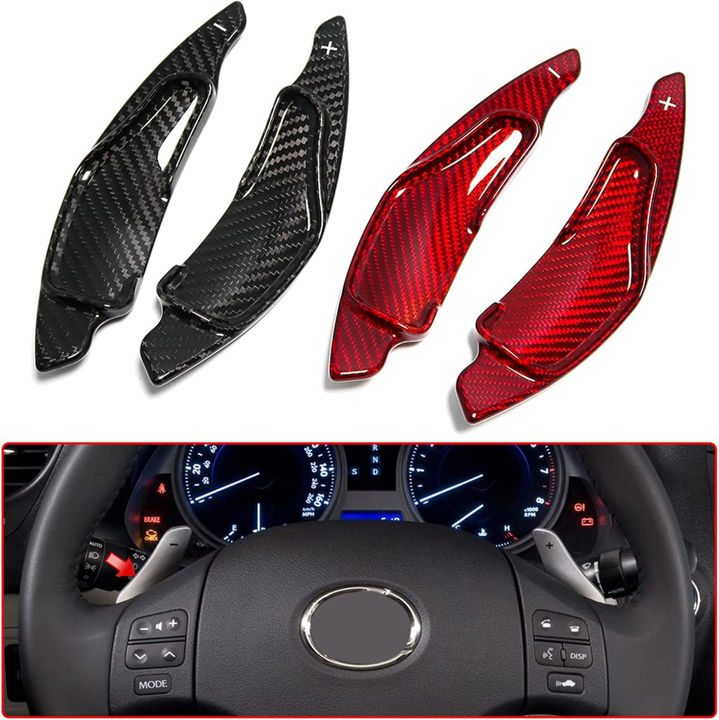 2pcs Real Carbon Fiber Steering Wheel Paddle Shift Extensions (Red, Black) Z5983