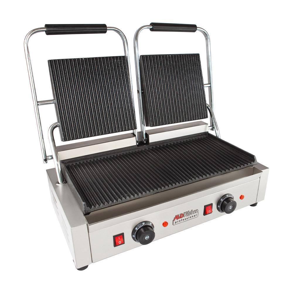 Double Panini Press Sandwich Maker with Cast-Iron Ribbed Plates Nonstick M80692