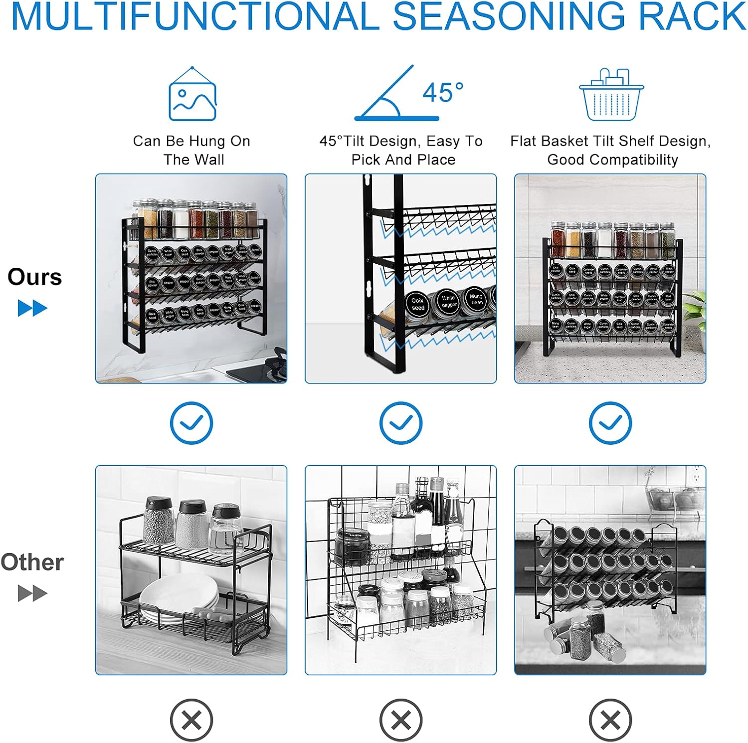 4 Tier Spice Rack with Hooks Y85117