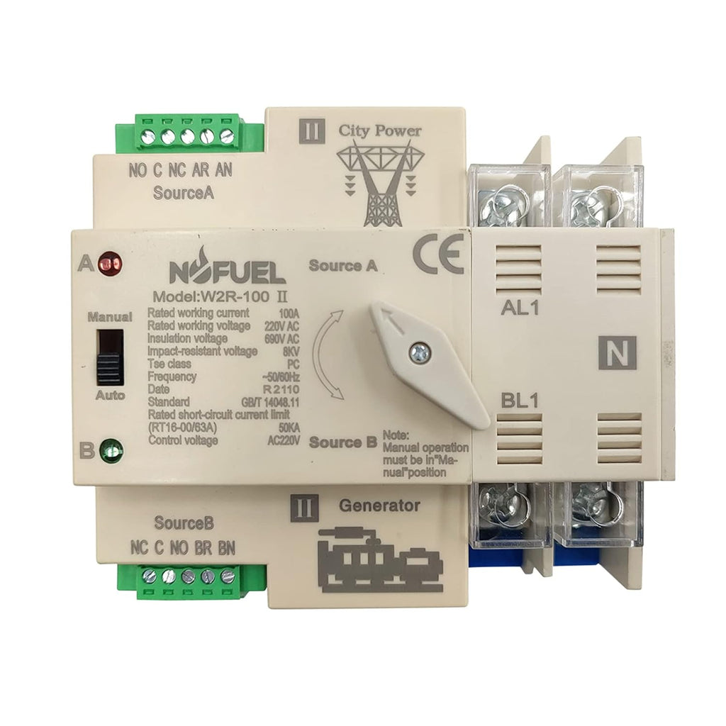 2P 100A Dual Power Automatic Transfer Switch Din Rail 220V Pack of 2 D4917