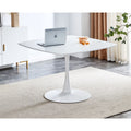 White Mid-century Round MDF Pedestal Dining Table T694312