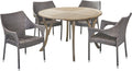 Teak Acacia Wood and Wicker 5 Piece Outdoor Dining Set B454