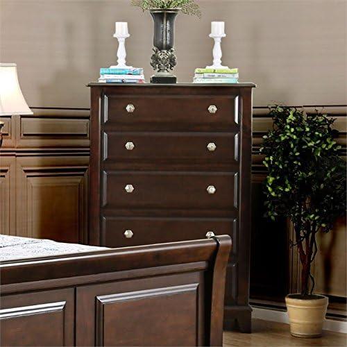 Solid Wood 5-Drawer Chest in Brown Cherry T7630