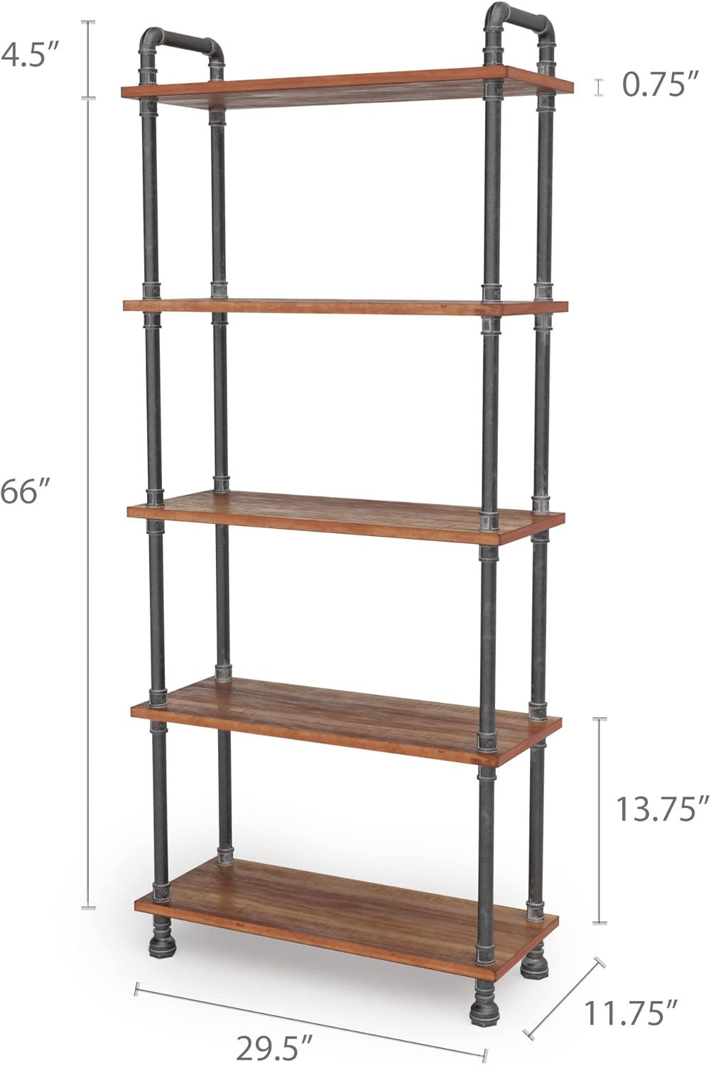 5-Tier Solid Pine Wood Bookshelf K73226
