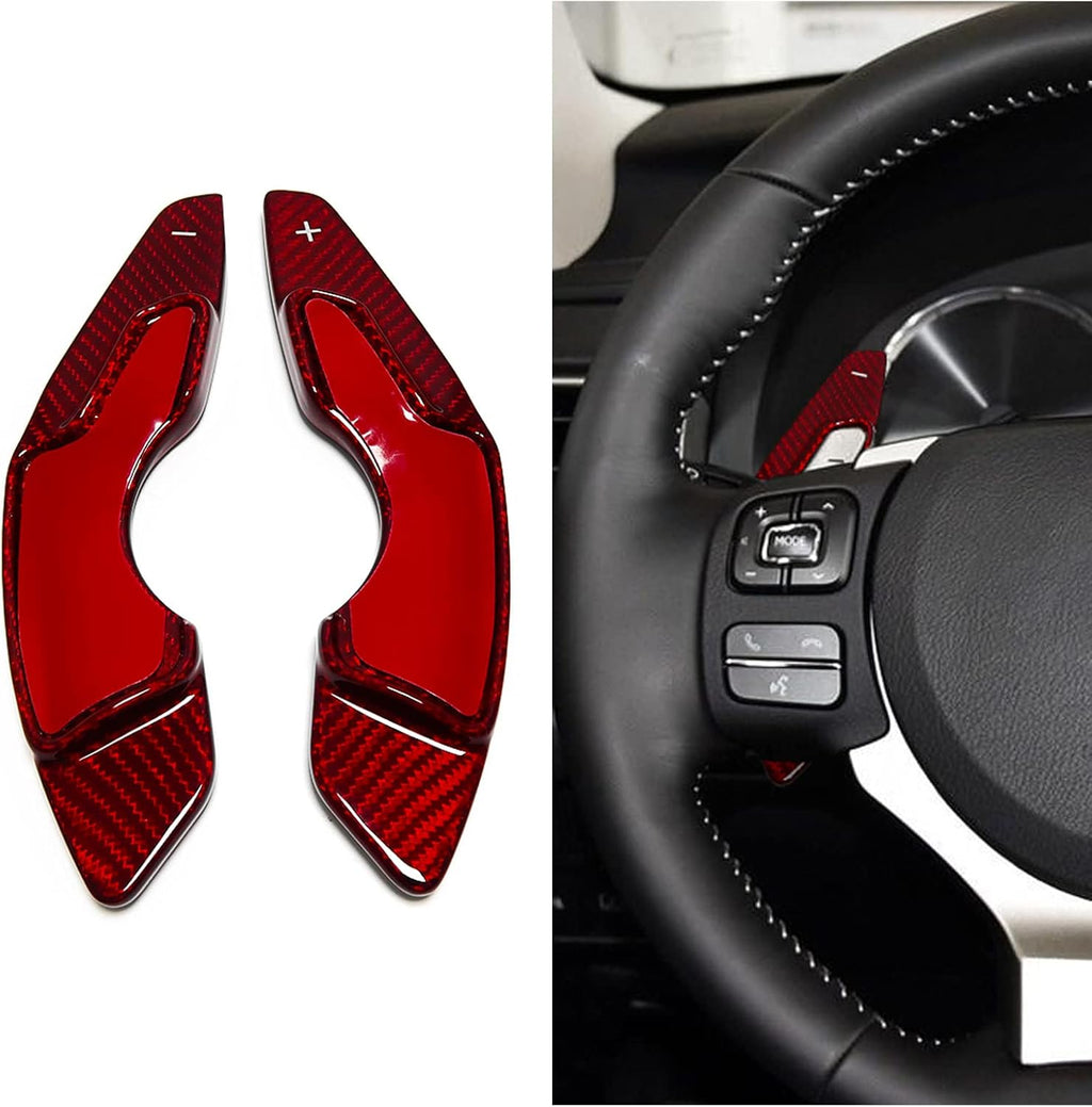 2pcs Real Carbon Fiber Steering Wheel Paddle Shift Extensions (Red, Black) Z5983