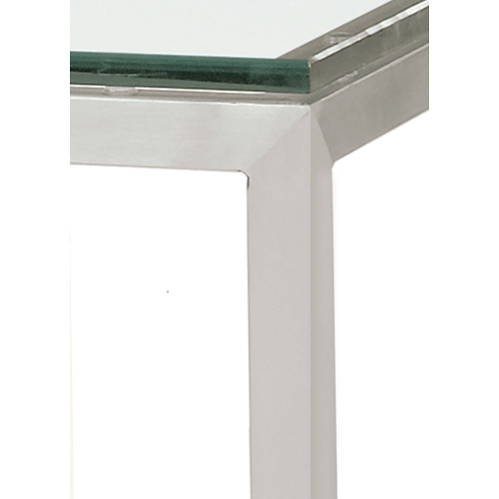 Modern Parsons Bar Table with Satin Etched Tempered Glass Top and White Base P97198