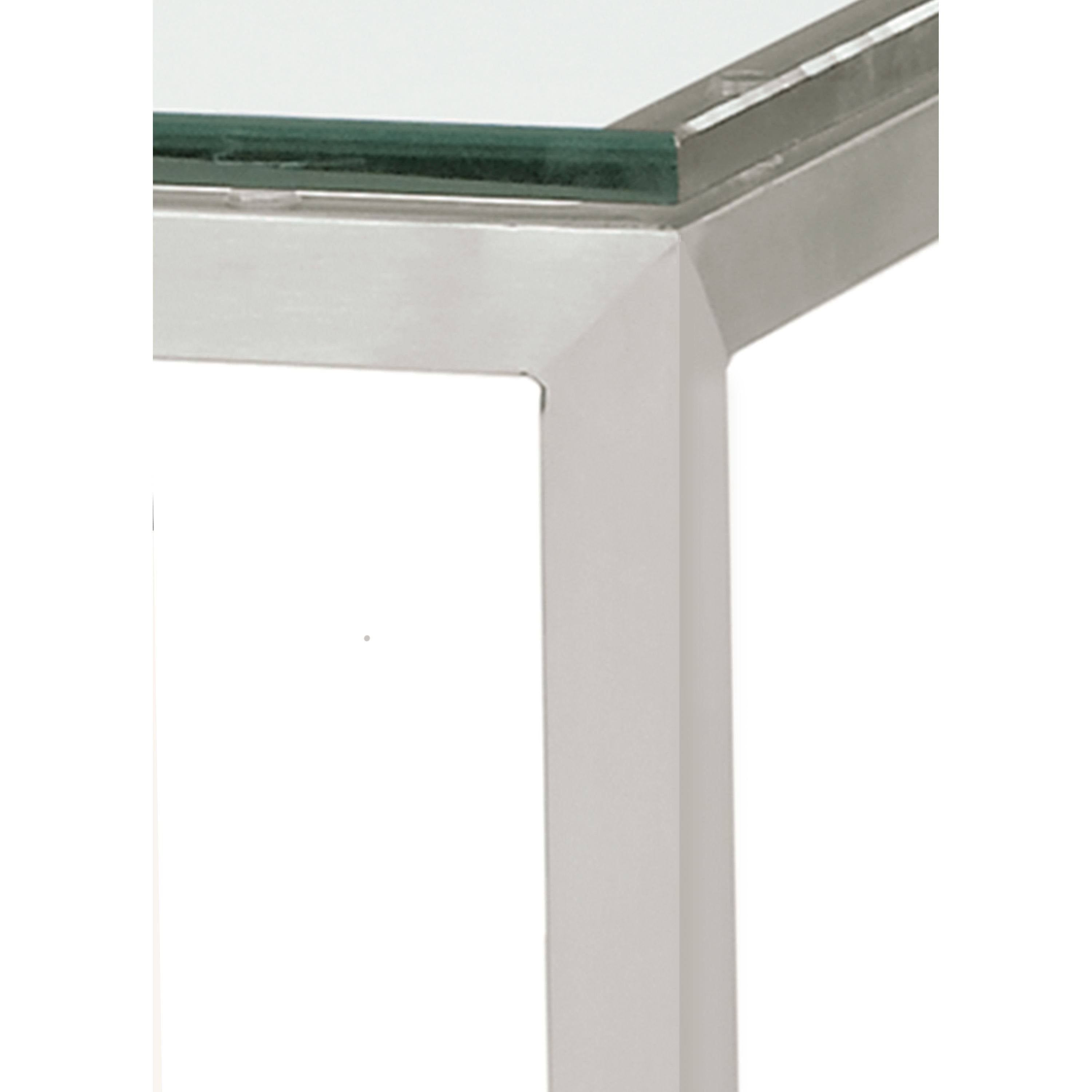 Modern Parsons Bar Table with Satin Etched Tempered Glass Top and White Base P97198