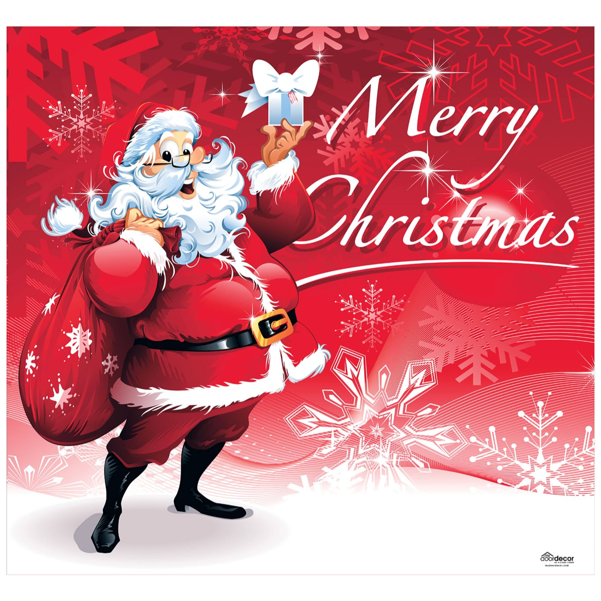 Red and White Merry Christmas Garage Door Banner Q843765